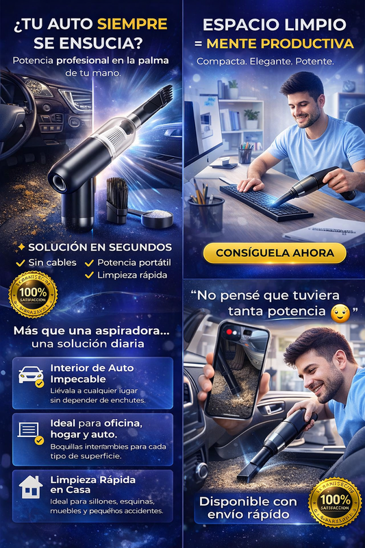 ✨ Aspiradora Portátil Inalámbrica – Limpieza rápida en cualquier momento